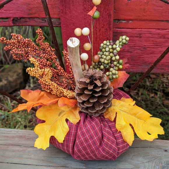 NWT Handcrafted Shabby Chic Autumn Pumpkin Set - Picture 3 of 5